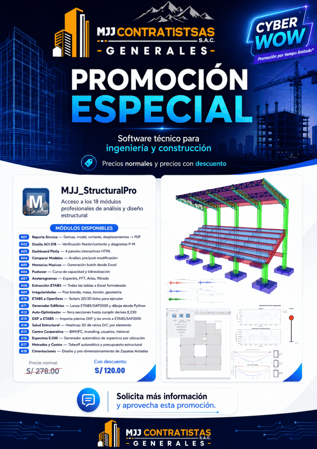 MJJ Structural Pro — módulos de análisis estructural